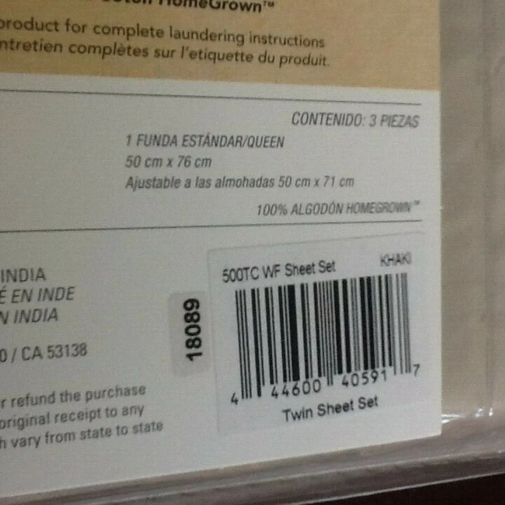 brand new KHAKI Heartland 500 TC Wrinkle Resistant 100% Cotton TWIN Sheet Set